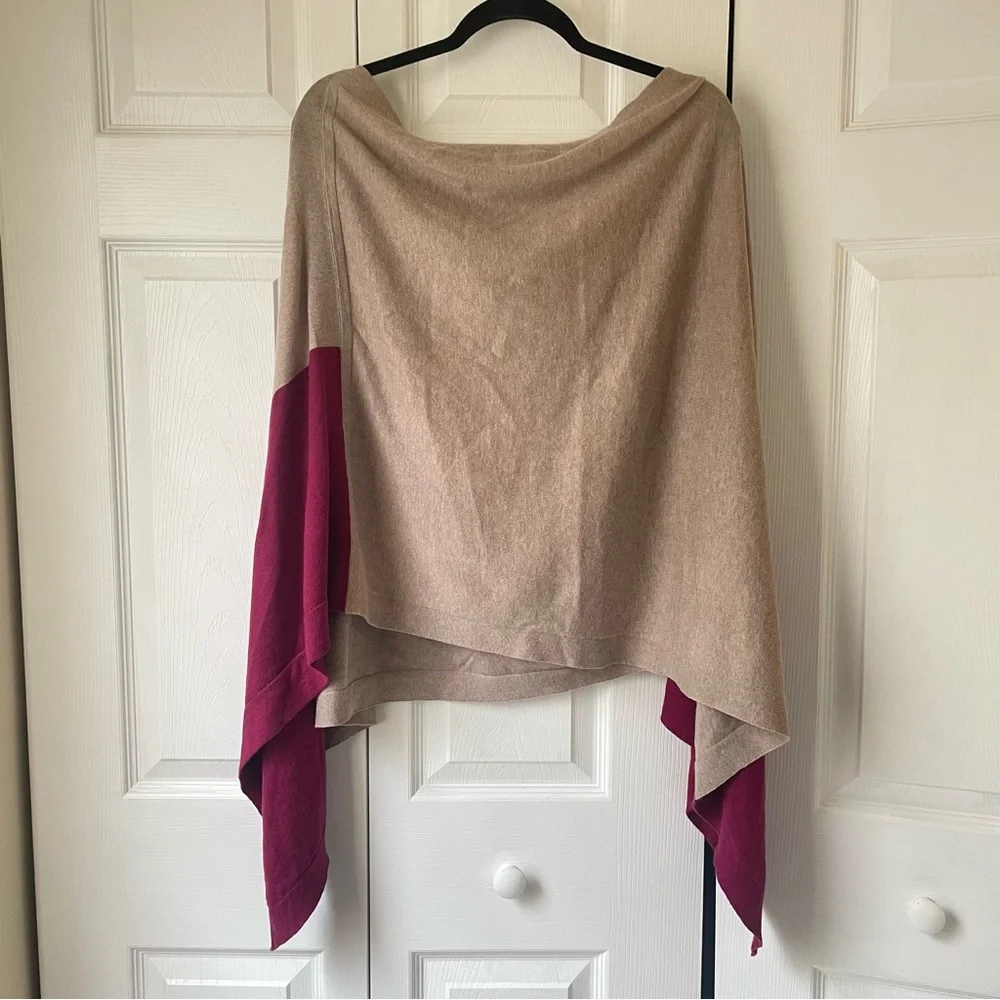 Moda international cotton & cashmere off the shoulder poncho sweater size M/L - Picture 2 of 9